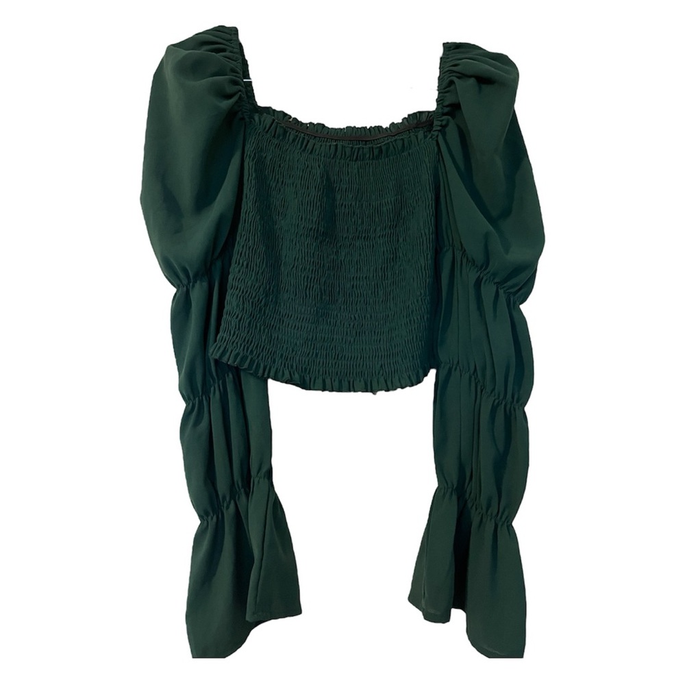 Elegant Green Smocked Women's Top